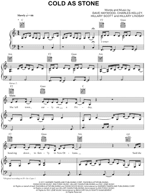 Cold As Stone Sheet Music by Lady A - Piano/Vocal/Guitar, Singer Pro