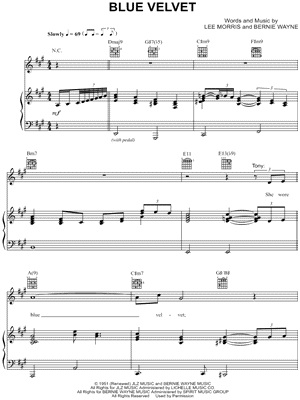 Blue Velvet Sheet Music by Tony Bennett - Piano/Vocal/Guitar, Singer Pro