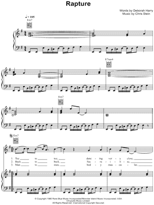 Rapture Sheet Music by Blondie - Piano/Vocal/Guitar, Singer Pro