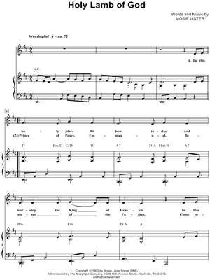 Holy Lamb of God Sheet Music by Mosie Lister - Piano/Vocal/Chords, Singer Pro