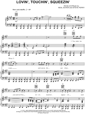 Lovin', Touchin', Squeezin' Sheet Music by Journey - Piano/Vocal/Guitar, Singer Pro