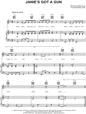 Janie's Got a Gun Sheet Music by Aerosmith - Piano/Vocal/Guitar