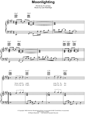 Moonlighting Sheet Music by Al Jarreau - Piano/Vocal/Guitar