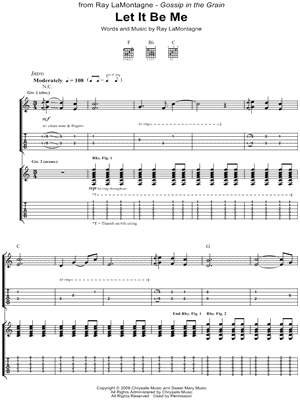 Let It Be Me Sheet Music by Ray LaMontagne - Guitar TAB