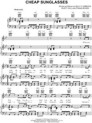 ZZ Top &quot;Cheap Sunglasses&quot; Sheet Music - Download & Print