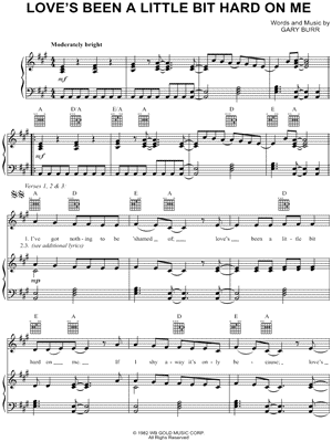 Love's Been a Little Bit Hard on Me Sheet Music by Juice Newton - Piano/Vocal/Guitar