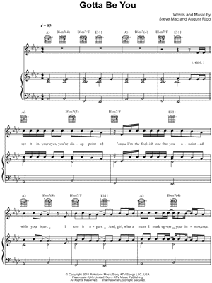 One Direction - Gotta Be You - Sheet Music (Digital Download)