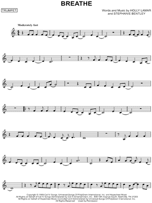 Breathe Sheet Music by Faith Hill - Trumpet Solo