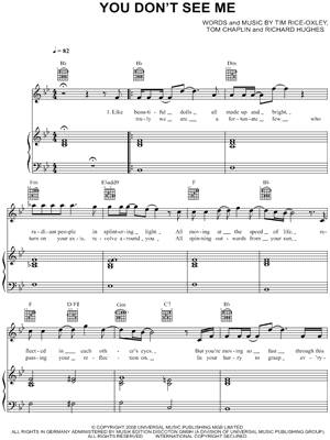You Don't See Me Sheet Music by Keane - Piano/Vocal/Guitar, Singer Pro