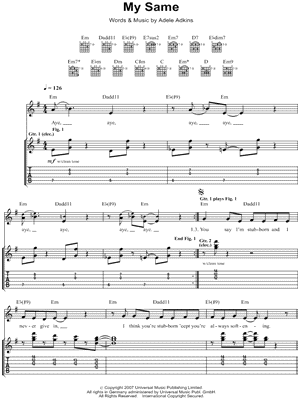 My Same Sheet Music by Adele - Guitar TAB Transcription
