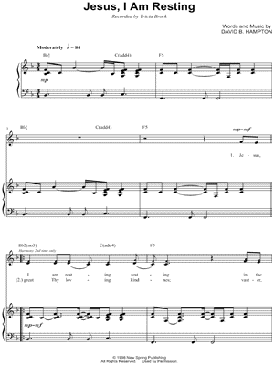 Jesus I Am Resting Sheet Music by Tricia Brock - Piano/Vocal/Chords, Singer Pro