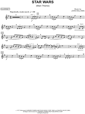 Free Star Wars Main Theme For Clarinet 25