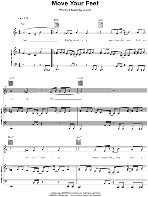 Move Your Feet Sheet Music by Junior Senior - Piano/Vocal/Guitar, Singer Pro