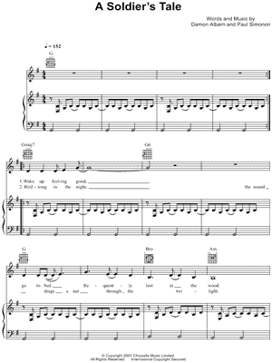 A Soldier's Tale Sheet Music by The Good The Bad & The Queen - Piano/Vocal/Guitar, Singer Pro