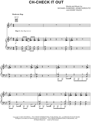 Ch-Check It Out Sheet Music by Beastie Boys - Piano/Vocal/Guitar, Singer Pro