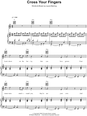Cross Your Fingers Sheet Music by Laura Marling - Piano/Vocal/Guitar, Singer Pro