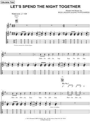 Let's Spend the Night Together Sheet Music by The Rolling Stones - Ukulele TAB