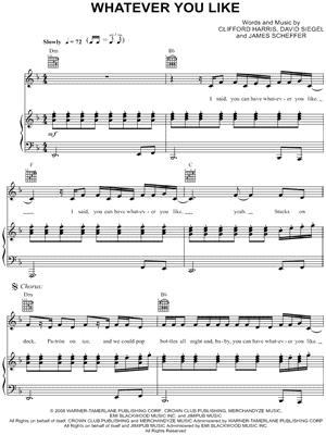 Whatever You Like Sheet Music by T.I. - Piano/Vocal/Guitar, Singer Pro