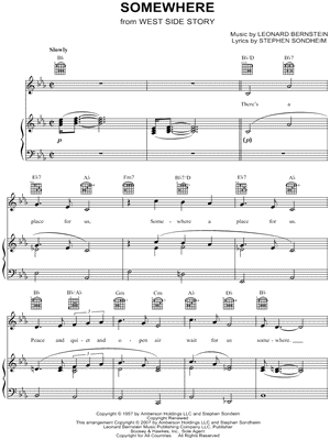 Somewhere Sheet Music from West Side Story - Piano/Vocal/Guitar