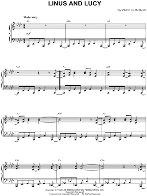 Linus And Lucy - Big Note Piano - Sheet.