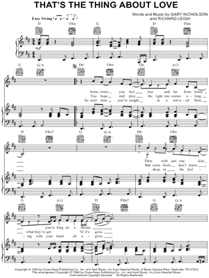 That's the Thing About Love Sheet Music by Don Williams - Piano/Vocal/Guitar