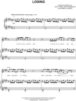 Losing Sheet Music by Tenth Avenue North - Piano/Vocal/Chords, Singer Pro