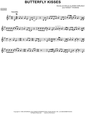 Butterfly Kisses Sheet Music by Bob Carlisle - French Horn Solo