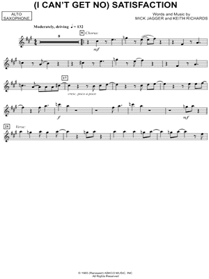 The Rolling Stones - (I Can't Get No) Satisfaction - Alto Saxophone - Sheet Music (Digital Download)