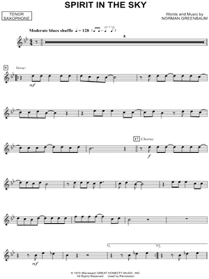Norman Greenbaum - Spirit In the Sky - Tenor Saxophone - Sheet Music (Digital Download)