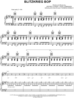 Blitzkrieg Bop Sheet Music by The Ramones - Piano/Vocal/Guitar