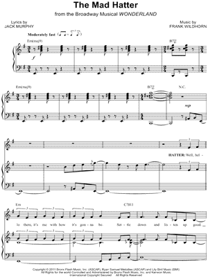 The Mad Hatter Sheet Music from Wonderland - Piano/Vocal/Chords