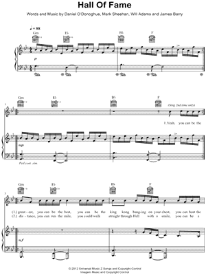 Hall of Fame Sheet Music by The Script - Piano/Vocal/Guitar, Singer Pro