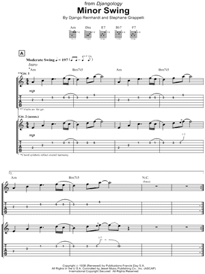 Django Reinhardt - Minor Swing - from Djangology - Sheet Music (Digital Download)