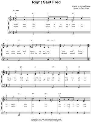 Right Said Fred Sheet Music by Bernard Cribbins - Easy Piano