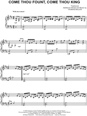 Come Thou Fount, Come Thou King Sheet Music by Gateway Worship - Piano Solo