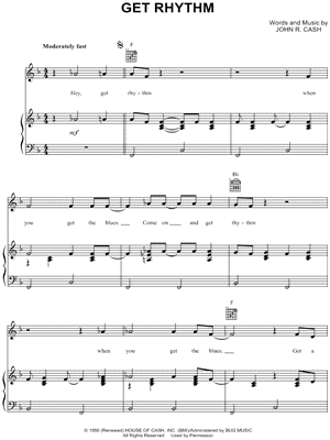 Get Rhythm Sheet Music by Johnny Cash - Piano/Vocal/Guitar