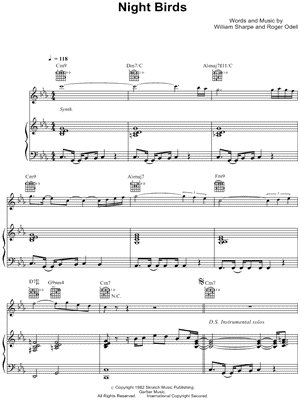 Night Birds Sheet Music by Shakatak - Piano/Vocal/Guitar, Singer Pro