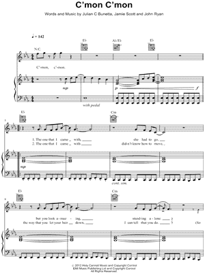 C'mon C'mon Sheet Music by One Direction - Piano/Vocal/Guitar, Singer Pro
