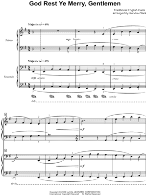 God Rest Ye Merry, Gentlemen Sheet Music by Traditional English Carol - 1 Piano 4-Hands