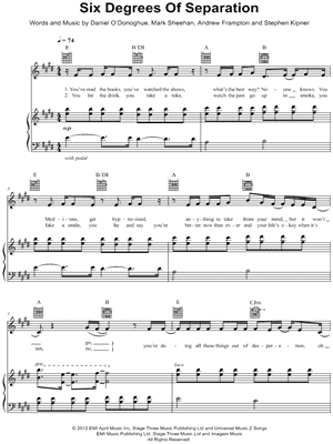 Six Degrees of Separation Sheet Music by The Script - Piano/Vocal/Guitar, Singer Pro