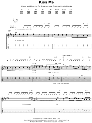 Kiss Me Sheet Music by Ed Sheeran - Guitar TAB Transcription
