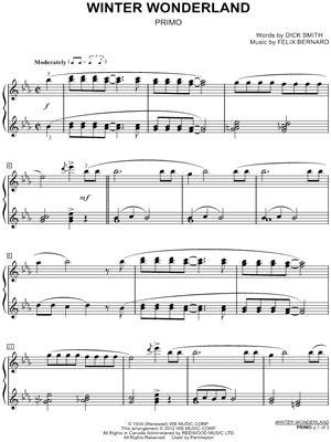 Winter Wonderland Sheet Music by Felix Bernard - 1 Piano 4-Hands