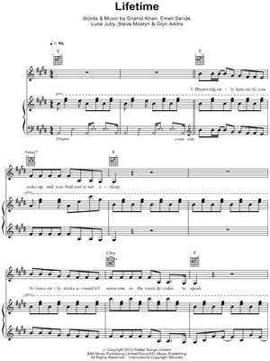 Lifetime Sheet Music by Emeli Sand - Piano/Vocal/Guitar