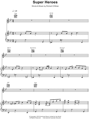 Super Heroes Sheet Music from The Rocky Horror Picture Show - Piano/Vocal/Guitar