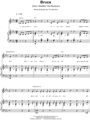 Bruce Sheet Music from Matilda: The Musical - Piano/Vocal/Chords
