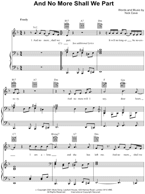 And No More Shall We Part Sheet Music by Nick Cave - Piano/Vocal/Guitar, Singer Pro