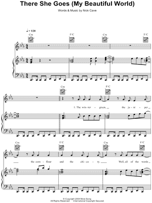 There She Goes (My Beautiful World) Sheet Music by Nick Cave - Piano/Vocal/Guitar, Singer Pro