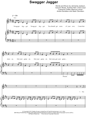 Swagger Jagger Sheet Music by Cher Lloyd - Piano/Vocal/Guitar