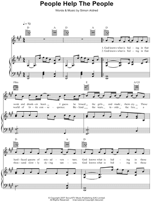 People Help the People Sheet Music by Cherry Ghost - Piano/Vocal/Guitar, Singer Pro