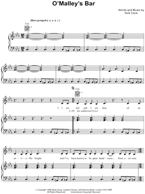 O'Malley's Bar Sheet Music by Nick Cave - Piano/Vocal/Guitar, Singer Pro